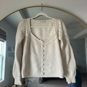 Sezane Elegant Cream Knit Sweater